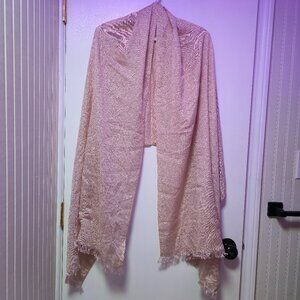 Nordstrom Pink Super Wide Shawl Scarf with Fringe - See Photos